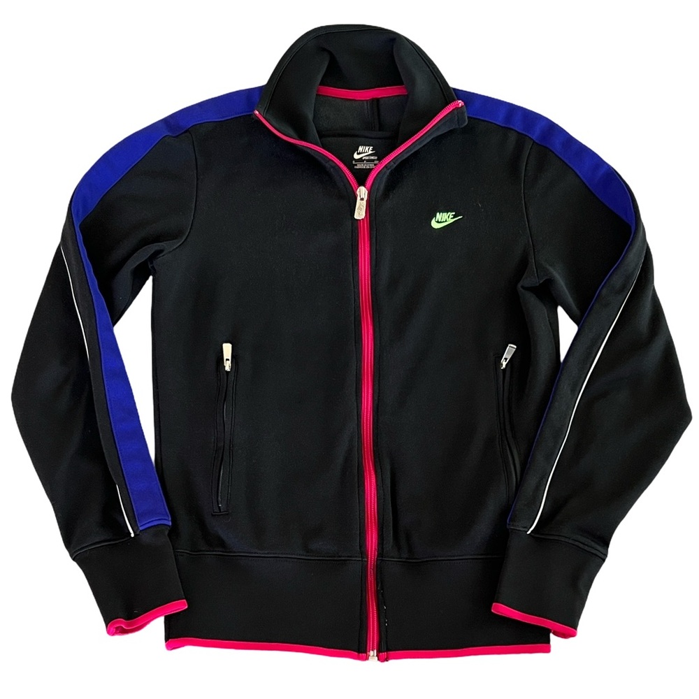 Nike Sportswear Black Zip Up National Track Jacket Retro Neon Accents Size S